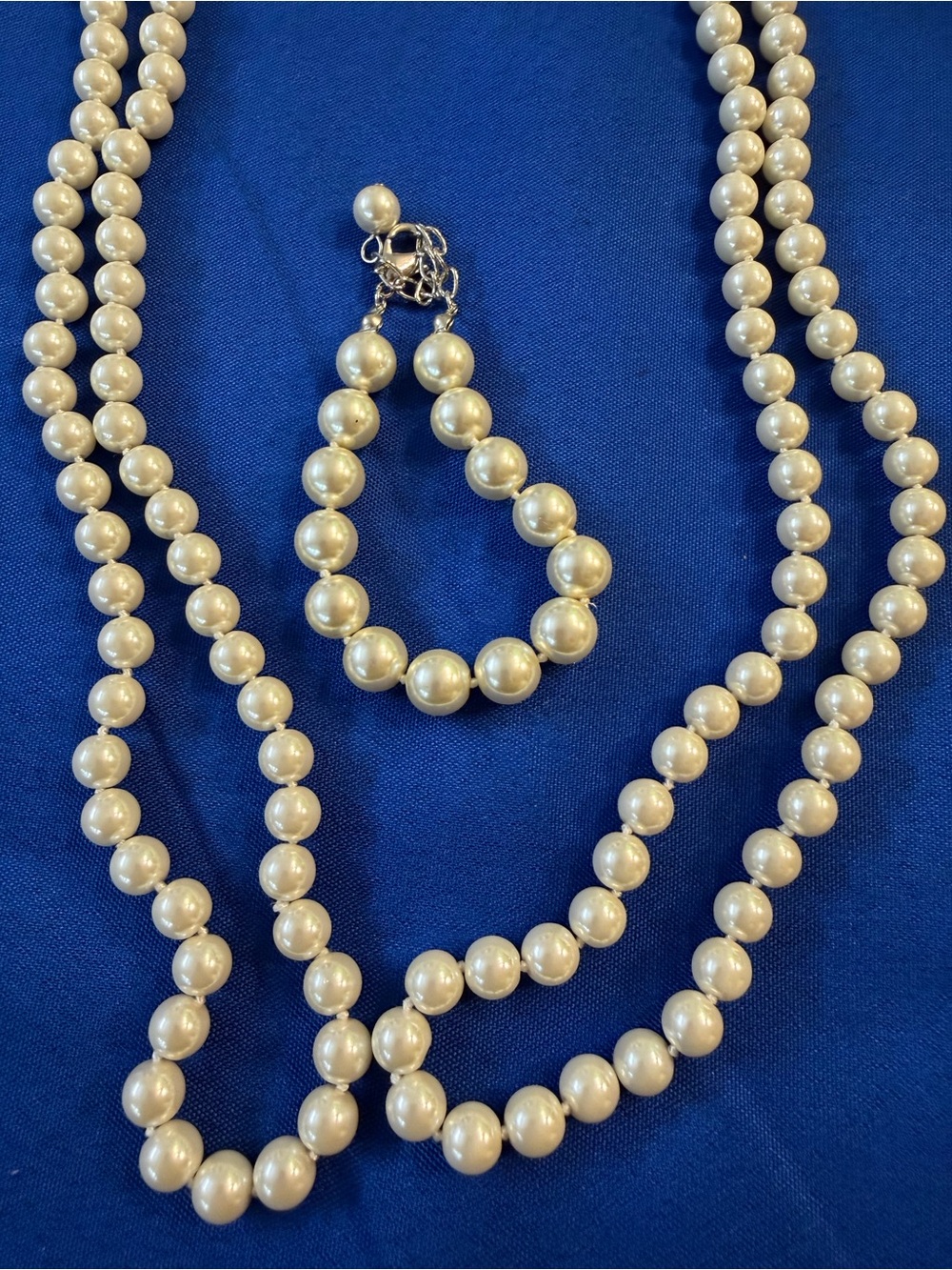 Park Lane Long Ivory Pearl Necklace & Bracelet Set New
